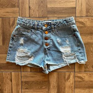 High waisted denim short-shorts